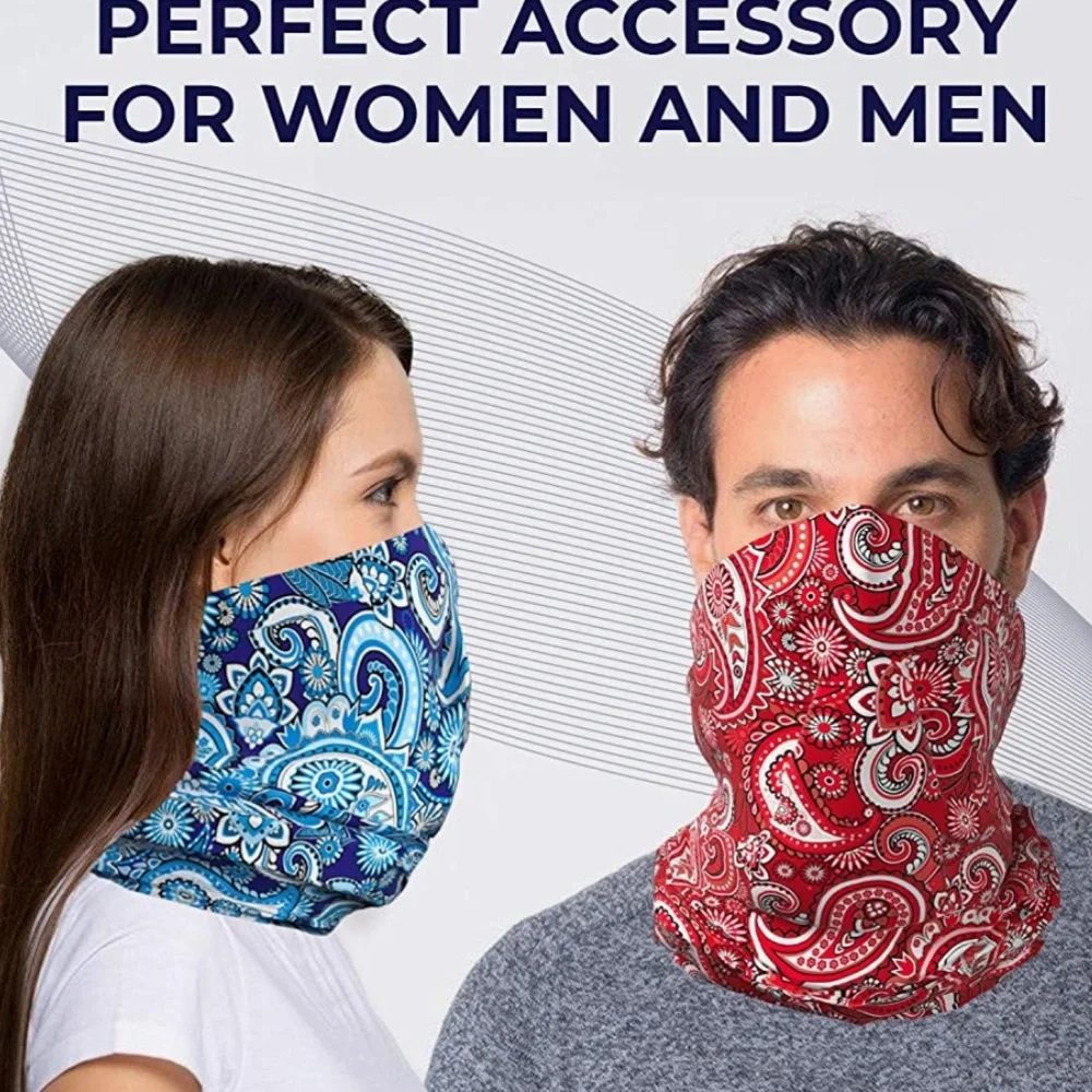 2 Seamless Bandana Neck Gaiter, Bandanas for Women and Men, Face Mask
